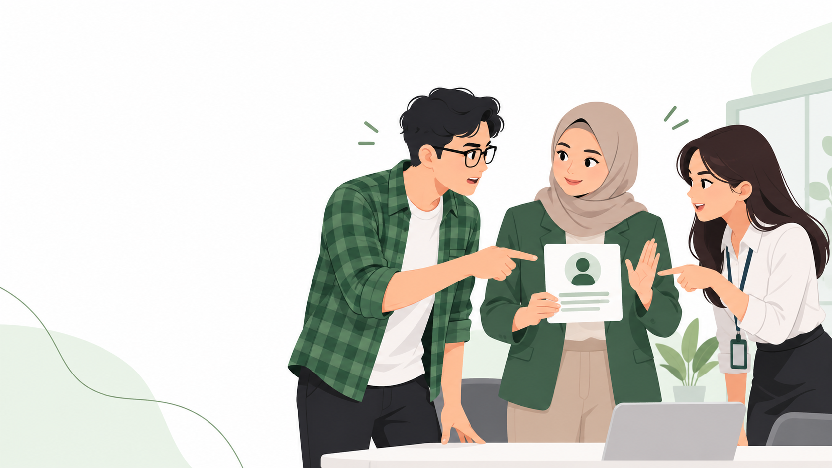 Dua staf customer service memperebutkan penanganan calon pelanggan yang sama