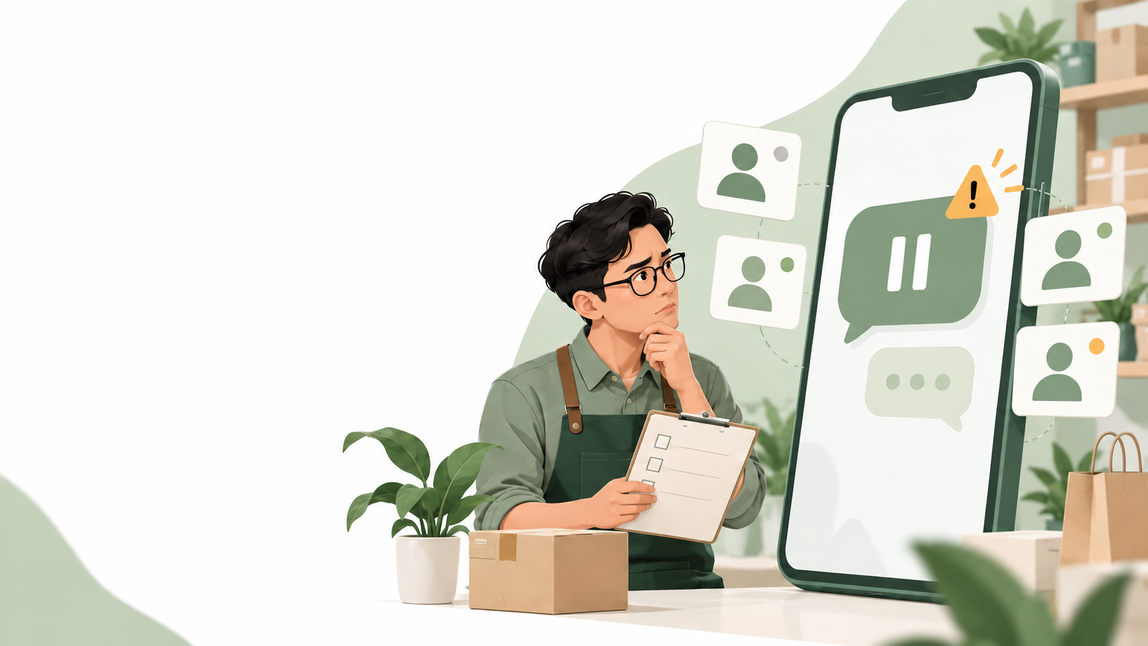 Pemilik bisnis memeriksa peringatan pembatasan akun pada smartphone
